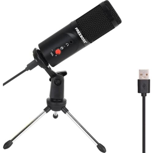 FREEBOSS FB-W03 192KHz 16 bit Cardioid Capsule Clear Sound Low Noise Youtube Recording Chat USB Computer Condenser Microphone