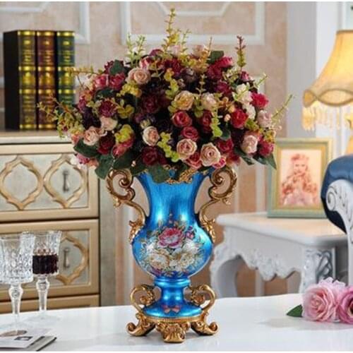 Creative American country flower and bird pattern ceramic vase, home office desktop decoration, Christmas wedding gift
