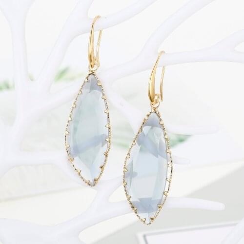 1Pair Korea Transparent Clear Rhinestone Crystal Earrings For Women Wedding Jewelry European Geometric Drop Dangle Earings E337