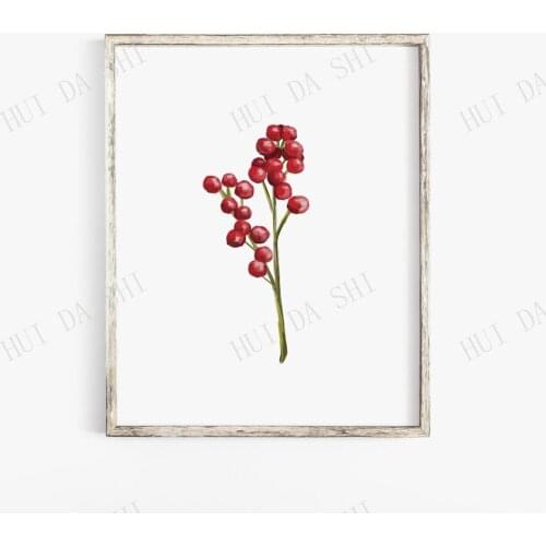 Red Holly Berry Print, Red Christmas Printable Art, Christmas painting, Holiday Printable Art, Christmas Decor, Christmas Sign