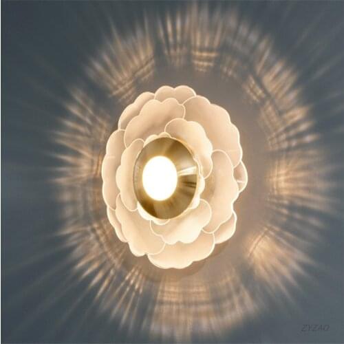 Creative Flower Led Wall Lamp Bedroom Bedside Bathroom Decor Light Designer Personality Study Living Room Wall Lights Fixture