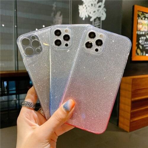 Fashion Glitter Transparent Phone Case For iphone 11 12 mini Pro Max XS X XR 7 8Plus SE2020 Soft Silicone Shockproof Cases Cover