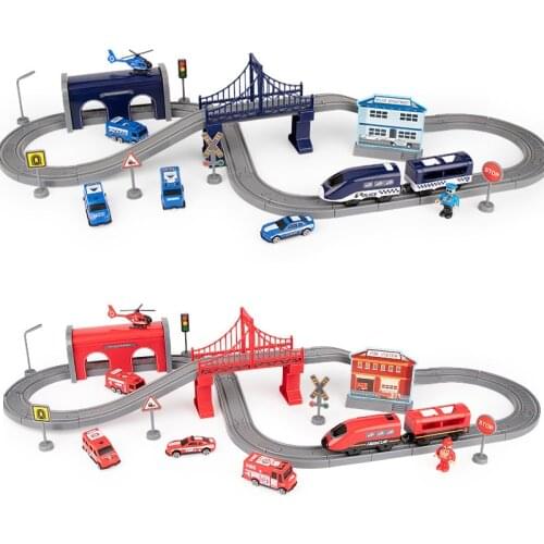 Electric Train Track Set DIY Assemble Palstic Railway Cars Compatible with Wooden Brio Rail Educational Toys Children Gifts