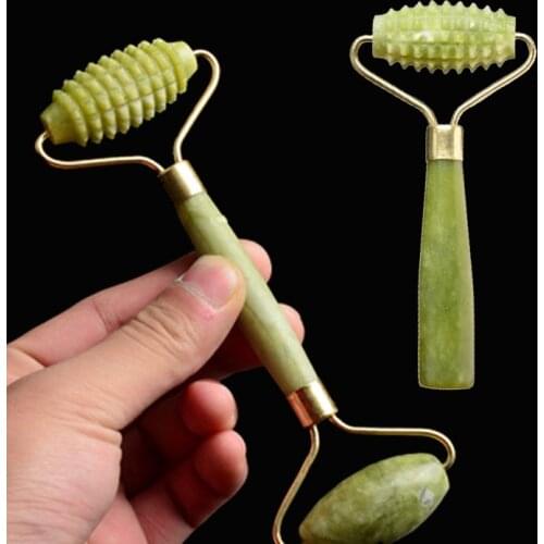 Double Head Jade Roller Natural Jade Massage Roller Facial Real Stone Beauty Massager Face Lift Tool Face Thin Skin Care Tools