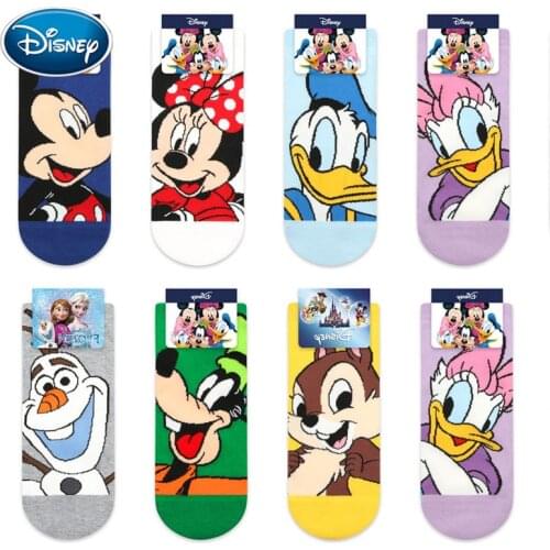 Disney Girl Socks Mickey Olaf Printed Thin Cotton Female Socks Cartoon Anime Mouse Sports Boat socks Color Ladies Socks
