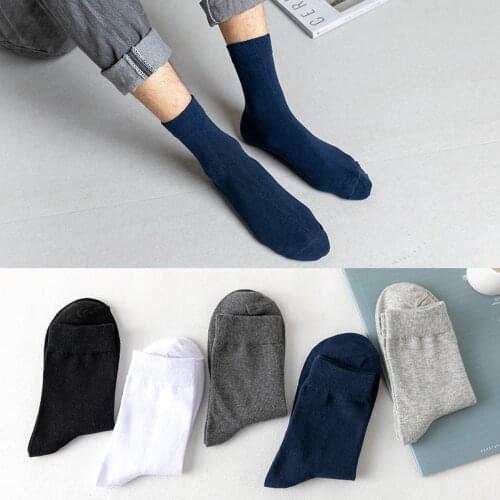3 Pairs Mens Socks Breathable Soft Cotton Socks for Male Business Ankle Socks Black White Solid Color Chaussettes Hombre Medias