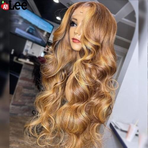 Highlights Blonde 13x4 Lace Frontal Wig Wig Body Wave Peruvian Human Hair Wig Lace Closure PrePlucked For Women Natural Hairline