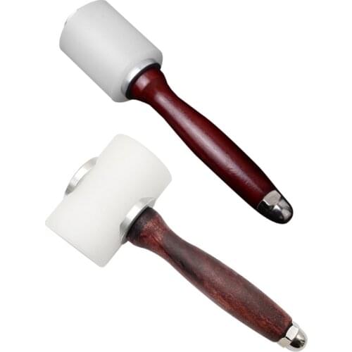 Handmade Leather Carving Hammer DIY Craft Cowhide Punch Cutting Tool Hammer Leather Craft Carving Gadget with Wood Handle