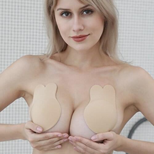 Sexy Women Push Up Bras Self Adhesive Silicone Invisible Bra Reusable Sticky Breast Lift Tape Rabbit Nipple Cover Bra Pads