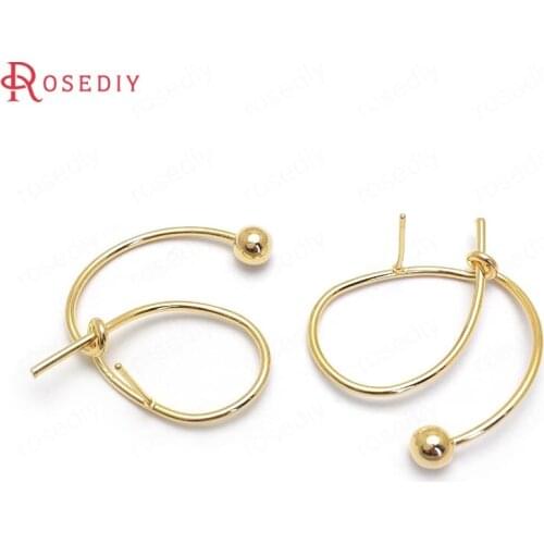 C952)6 pieces 25x25mm 24K Gold Color Brass Twisted Wire Stud Earrings High Quality Jewelry Findings Accessories