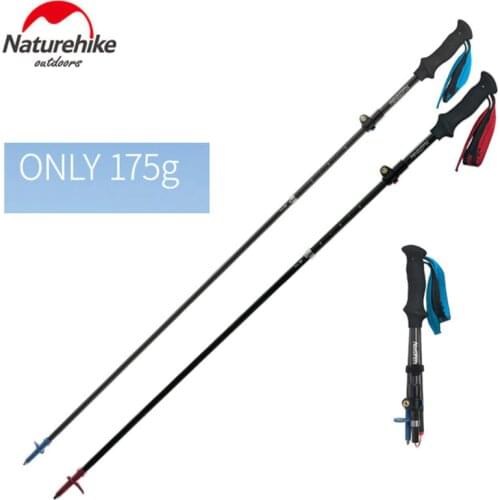 2 Pcs Naturehike Adjustable Trekking Poles 175g Super Light Carbon Fiber Walking Sticks Folding Outdoor Hiking Camping Canes