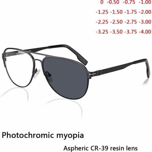 Myopia Sunglasses Finished Men Women Myopia Eyeglasses Frame with CR39 Sun Photochromism gray lens prescription Myopia Eyewear
