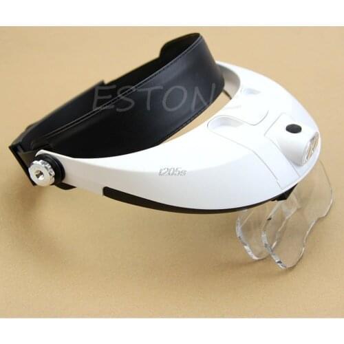 LED Lamp Light Headband Headset Head Jeweler Magnifier Magnifying Glass Loupe T25 Drop ship
