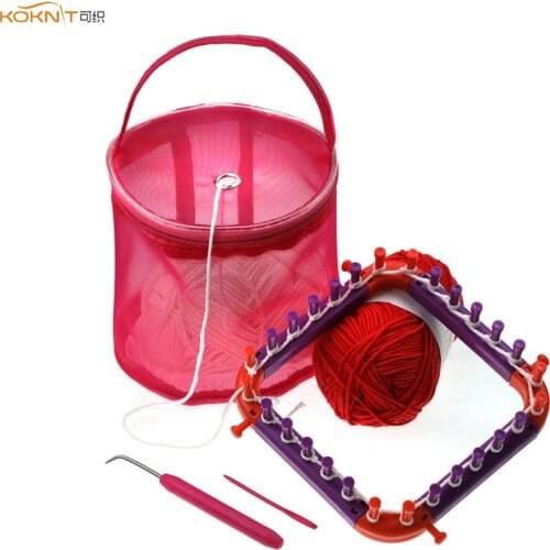 KOKNIT Knitting Loom DIY Spliced Loom Braided Frame Child Educational Long Ring Set with Hook Needles and Small Yarn Storage Bag