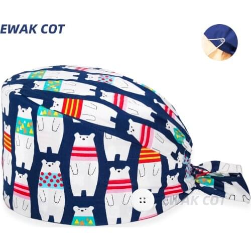 Unisex scrubs caps Adjustable cotton anime printing hats High Quality adjustable sweat-absorbent Elastic multicolor scrubs hats