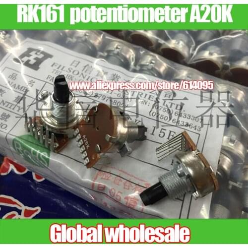 6pcs RK161 Vertical double-bend potentiometer A20K / handle length 15MMF width 17MM high 8MM