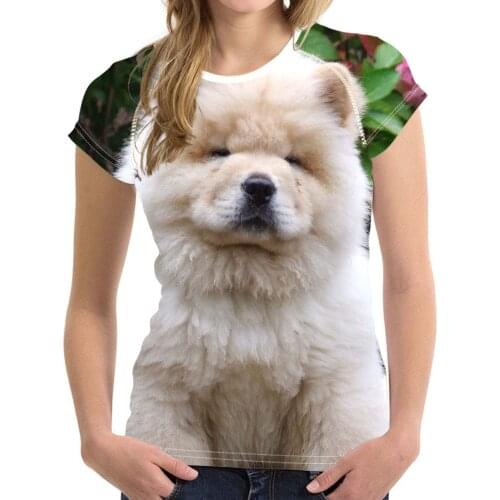 Lovely Puppy Chow Dog Print Summer T Shirts Women Harajuku Animal Design Female Short Clothing Tees Casual T-shirts