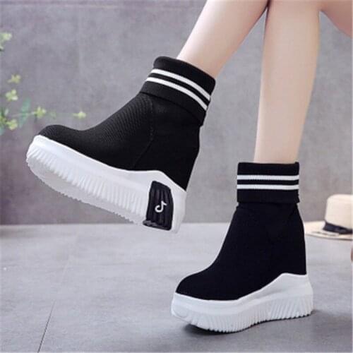 Woman Shoes Ankle Sock Boots Women Super High Heels Short Elastics Boots Autumn Shoes Platform Sneakers Zapatos De Mujer 34-39