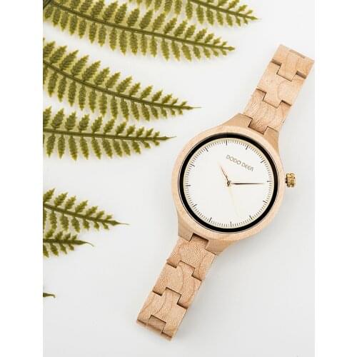 Casual Fashion Ladies Watches DODO DEER Maple Wood Wristwatch for Women Quartz Female Party Gift Accept Customize Dropship
