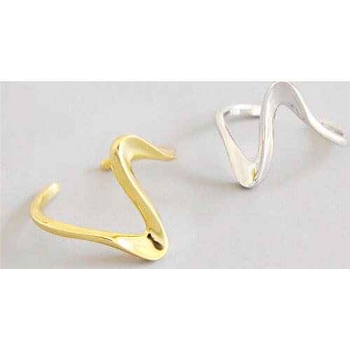 Sole Memory Wave Lightning 925 Sterling Silver Female Resizable Opening Rings SRI630