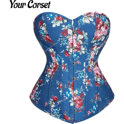 Overbust Corset for Women Vintage Floral Corset Bustier Top Plus Size Retro Jacquard Creative Gothic Corset Tops Lace Up Waist