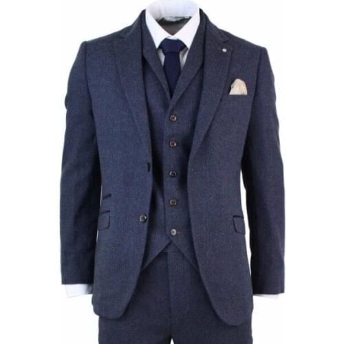 Winter Tweed Men Suit Slim Fit 3 Piece Fashion Tuxedo Custom Style Suits Latest Design Groom Prom Blazer Masculino Suits