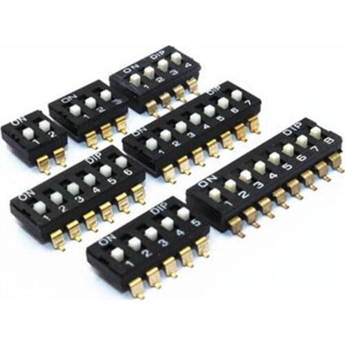 10pcs/lot SMD SMT Slide Type Switch Module 2P 3P 4P 5P 6P 8P 2.54mm Position Way DIP Black Pitch Toggle Switch Black Snap Switch