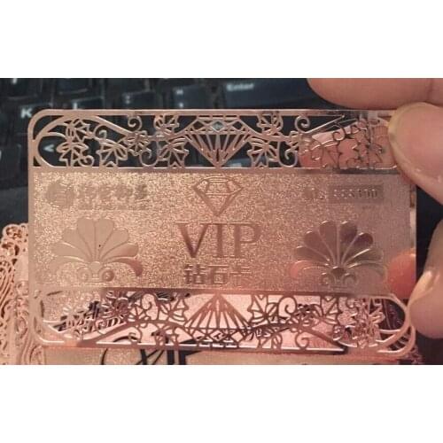 100pcs/lot) 85*54mm custom rose gold metal business card rose gold card