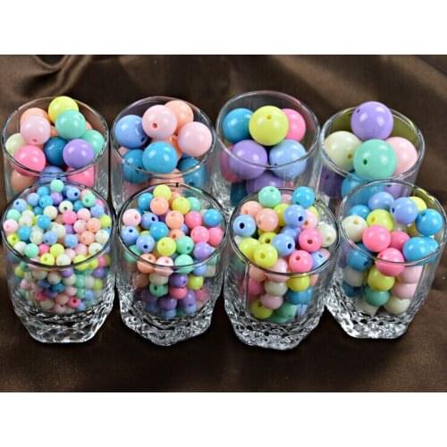 100pcs Mixed colors Candy Color Acrylic Spacer beads 6mm- 20mm Children Kid Handmade Crafts