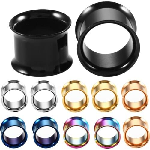1.6-20mm 2Pcs Stainless Steel Ear Plugs Tunnels Double Flared Hollow Ear Expander Stretchers Gauges Earring Piercing Body Jewelr