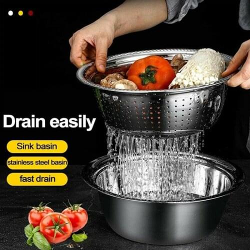 3Pcs/Set 26cm 28cm Multifunctional Kitchen Graters Cheese With Stainless Steel Drain Basin For Vegetables Fruits Salad Dropship