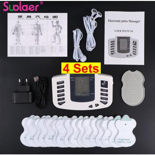 4PCS EMS Body Electrical Muscle Stimulator Tens Acupuncture Slimming Massager 16 Pads Digital Therapy for Back Neck Health Care