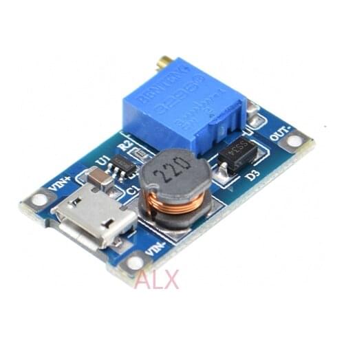 5PCS MICRO USB input DC-DC adjustable step-up Booster power supply MODULE BOARD 2A MAX MT3608 DC DC Converter 2-24V TO 28V