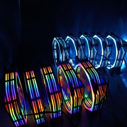 5pcs rainbow or cold blue 120mm silent 12cm circle cpu LED Fan pc fan for Computer Case 12v Multicolor Cooler Fans