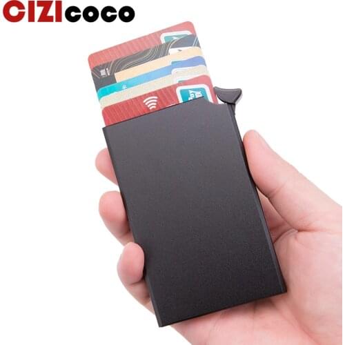 Aluminum Card holder Metal Men credit Card Holder Rfid Blocking Mini Slim Wallet Automatic Pop up Card Case Protector