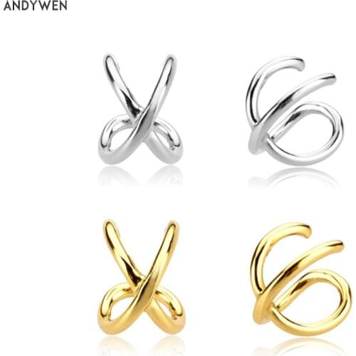ANDYWEN 925 Sterling Silver Adjustable Ear Cuff Slim Earcuff Cuffs Earring Piercing No Clips Women Luxury Jewelry 2020 Fashion