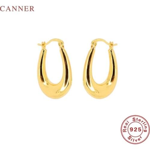 CANNER 925 Sterling Silver Earrings For Women Thwater Drop U-Shaped Huggie Earrings Hoops Zircon Pendientes Fine Jewelry Joyero