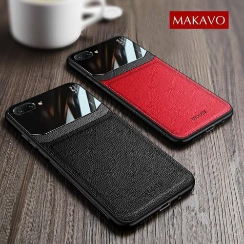 MAKAVO For Huawei Honor 10 Case Retro Leather Texure Plexiglass Soft Cover Case For Huawei Honor 10 Lite Honor10 Phone Cases