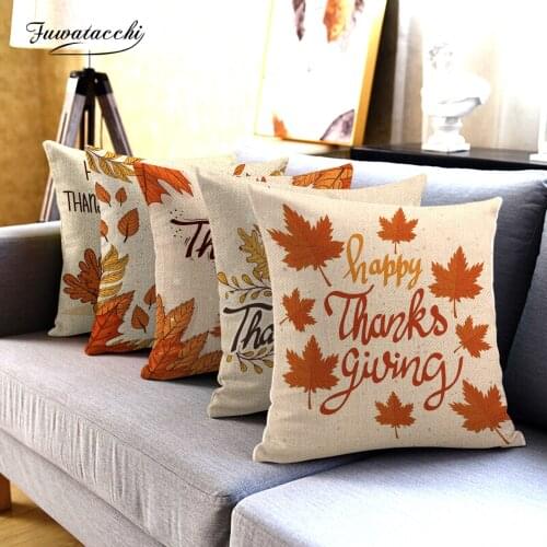 Fuwatacchi Thanksgiving Day Decorative Cushion Cover Pumpkin Printed Pillow Cover Home Party Holiday DIY Decorations Pillowcases