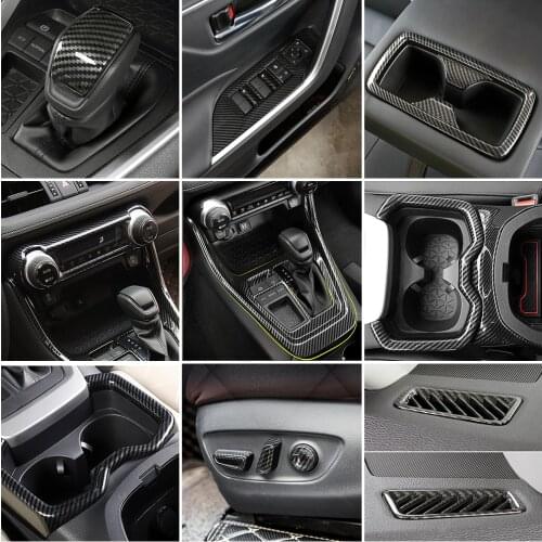 For Toyota Rav 4 Rav4 5 Gen 2019 2020 Carbon Fiber Printed ABS Interior Moulding Center Console Dashboard Modify Decoration