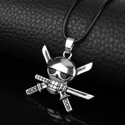 HEYu Anime Necklace Roronoa Zoro Monkey D Luffy Logo Pendant Necklace Jewelry for Kids