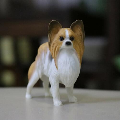 JJM Papillon Dog Pet Figure Canidae Animal Canis lupus familiaris Car PVC Model Doll EducationalToy for Children Adults KidsGift