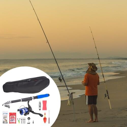 Fishing Rod Reel Combos 6 Section Telescopic Pole Reel Sea Freshwater Full Kit Gear with Carrier Case Fishing Equipment