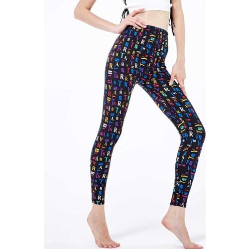 YSDNCHI Colorful Letter Printing Legging Fashion Sexy Jeggings Women Hip Push Up Traouser High Waist Leggins Gym Sports