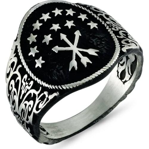 925 Sterling Silver Men Ring Original Hot Selling Rings Antique Pattern Circassian Men Ring Vintage Jewelry