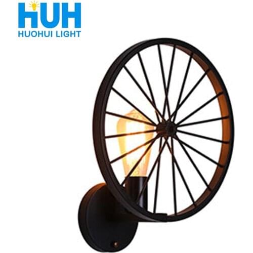 Industrial wind retro wall lamp creative American staircase cafe bar bedroom led wrought iron loft living room wall lamp