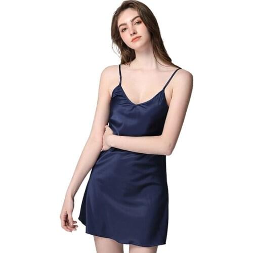Summer Womens Sleepwear Female Sexy Spaghetti Strap Nightgown Plus Size Faux Silk Nightdress Short Mini Dress Gown