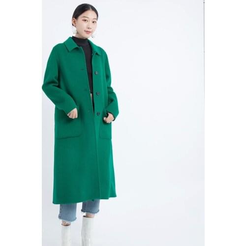 2019 autumn fashion ladies jacket loose overcoat korean style casual long woolen double-side cashemre clothes real wool coat