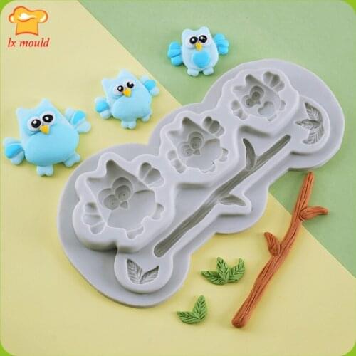 Halloween Size Owl Fondant Silicone Moulds Chocolate Clay DIY Cake Molds Animal