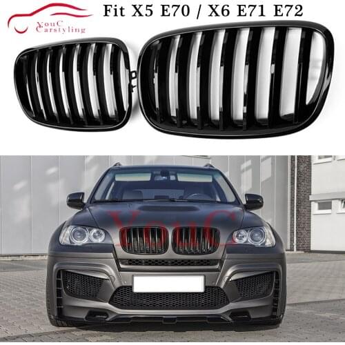 Front Kidney Grille Racing Grills for BMW X5 E70 X6 E71 2007 - 2014 Front Hood Grill Mesh Gloss Black Color Single / Dual Slat